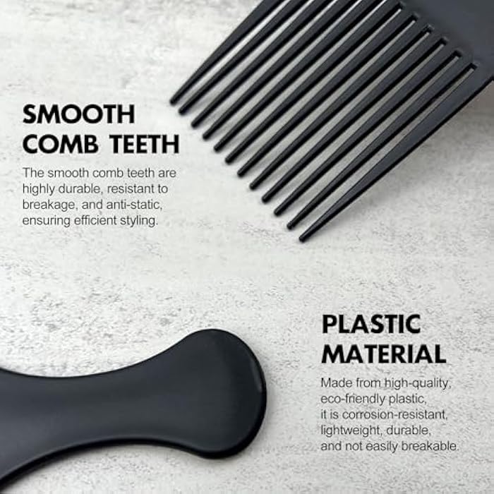 Zoolinn 3PCS Afro Hair Pick Comb - Black, Durable Wide Tooth for Detangling and Styling, for Men & Women - Image 5